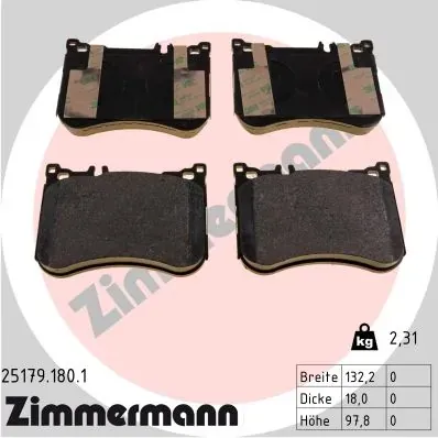 Передние тормозные колодки 251791801 Zimmermann