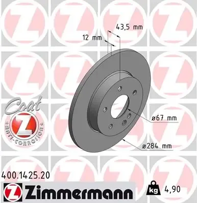 Передние тормозные диски 400142520 Zimmermann
