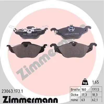 Передние тормозные колодки 230631731 Zimmermann