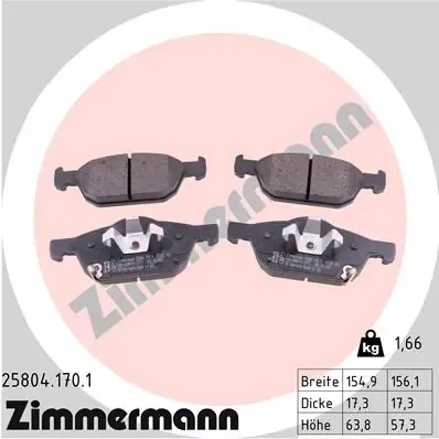 Передние тормозные колодки 258041701 Zimmermann