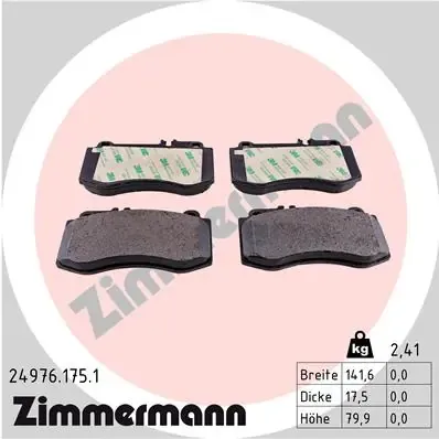 Передние тормозные колодки 249761751 Zimmermann