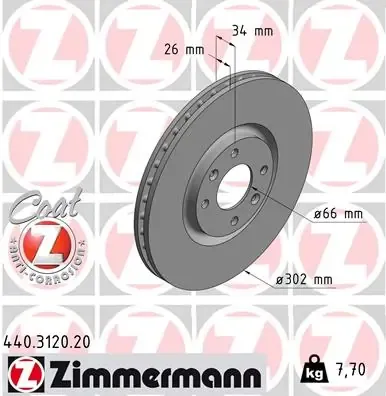 Передние тормозные диски 440312020 Zimmermann