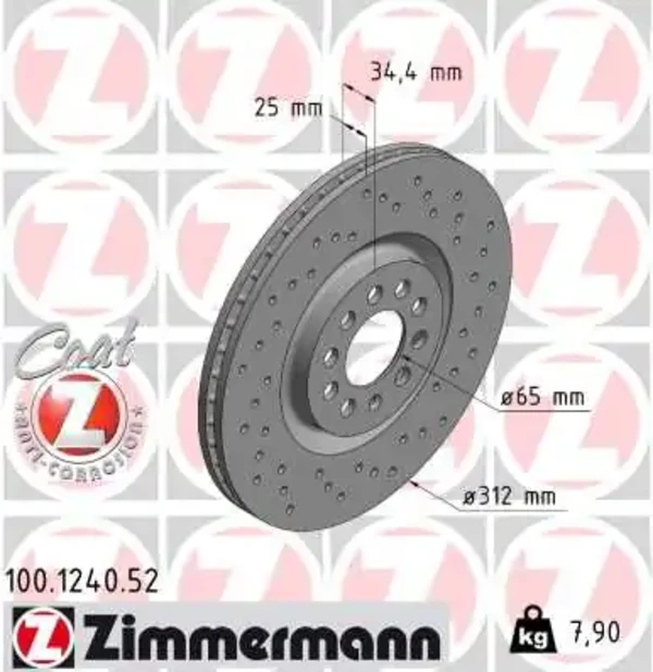 Передние тормозные диски 100124052 Zimmermann
