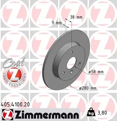 Передние тормозные диски 405410020 Zimmermann