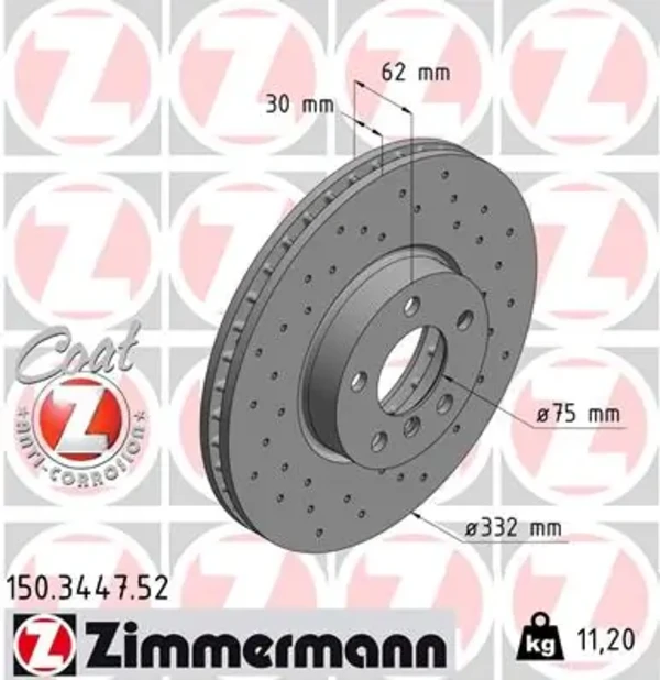 Диск тормозной передний ZIMMERMANN 150344752
