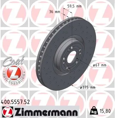 Передние тормозные диски 400555752 Zimmermann