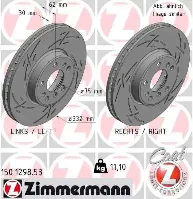 Передние тормозные диски 150129853 Zimmermann
