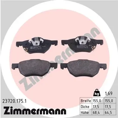 Передние тормозные колодки 237201751 Zimmermann
