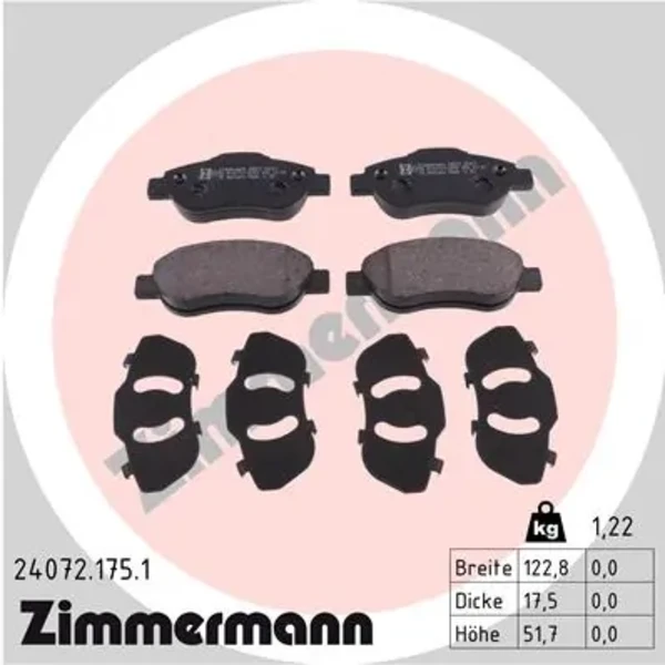 Передние тормозные колодки 240721751 Zimmermann