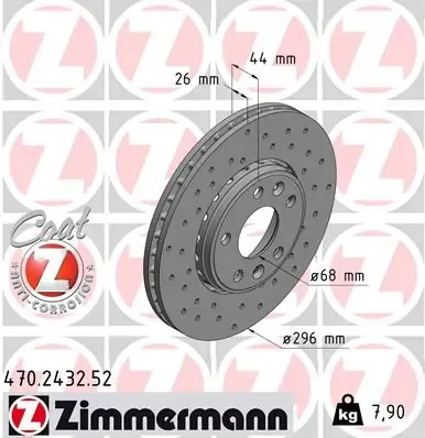 Передние тормозные диски 470243252 Zimmermann