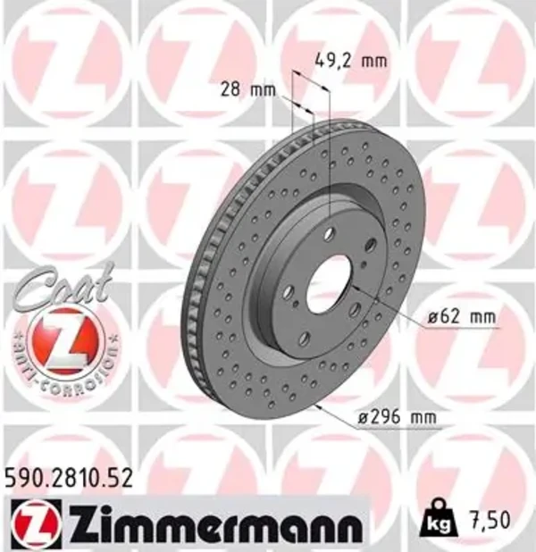 Диск тормозной передний ZIMMERMANN 590281052