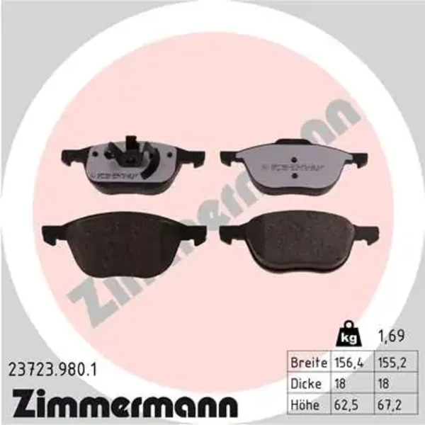 Передние тормозные колодки 237239801 Zimmermann