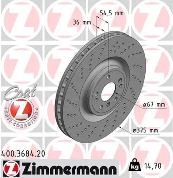 Диск тормозной передний ZIMMERMANN 400368420
