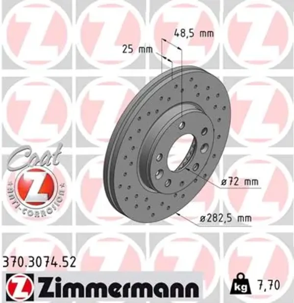 Передние тормозные диски 370307452 Zimmermann