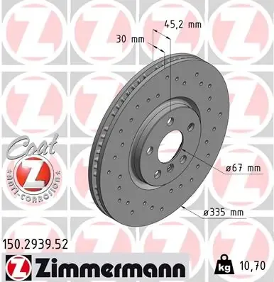 Передние тормозные диски 150293952 Zimmermann