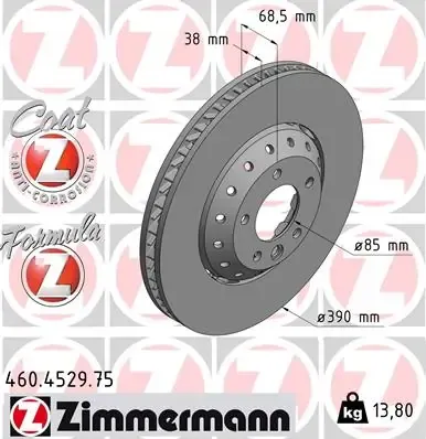 Передние тормозные диски 460452975 Zimmermann