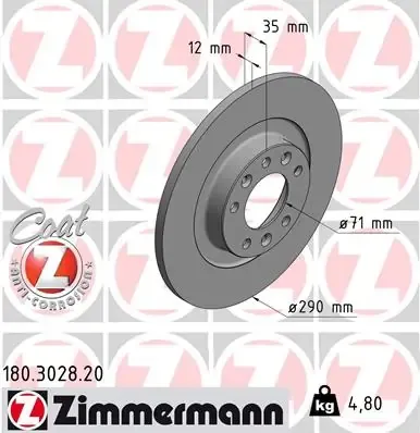 Тормозные диски 180302820 Zimmermann