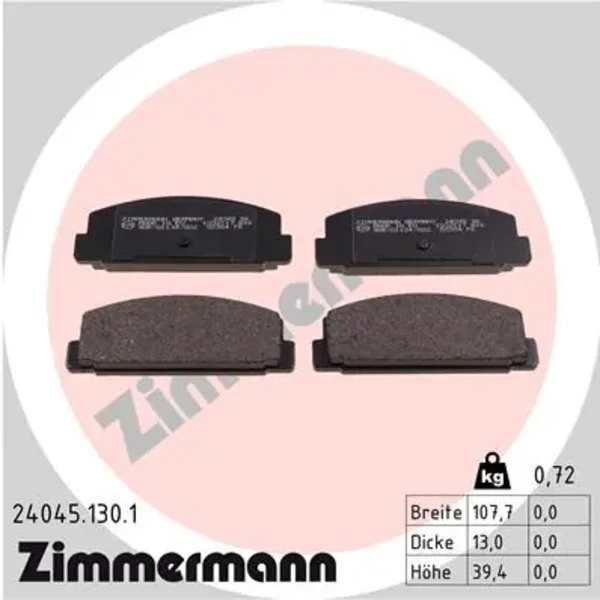 Задние тормозные колодки 240451301 Zimmermann