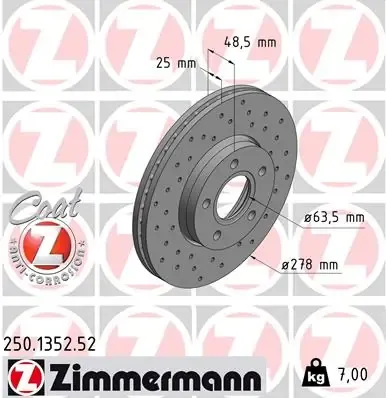 Передние тормозные диски 250135252 Zimmermann