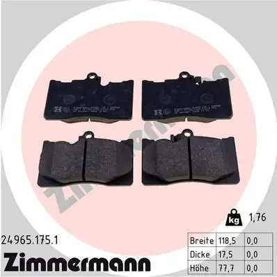 Передние тормозные колодки 249651751 Zimmermann