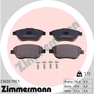 Передние тормозные колодки 236001901 Zimmermann