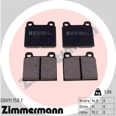 Передние тормозные колодки 200111501 Zimmermann