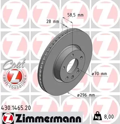 Передние тормозные диски 430146520 Zimmermann