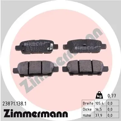 Задние тормозные колодки 238711381 Zimmermann