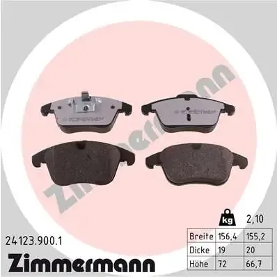 Передние тормозные колодки 241239001 Zimmermann