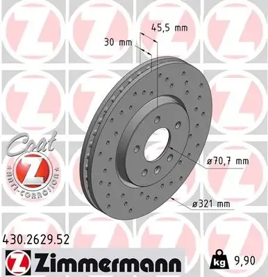 Передние тормозные диски 430262952 Zimmermann