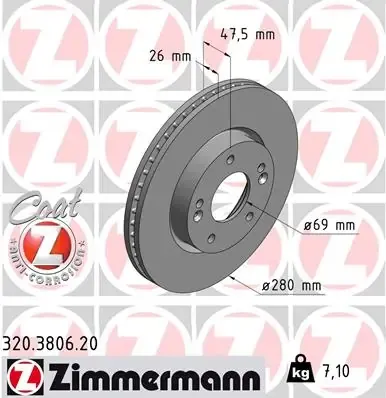 Передние тормозные диски 320380620 Zimmermann