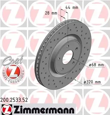 Передние тормозные диски 200253352 Zimmermann