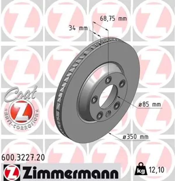 Диск тормозной передний ZIMMERMANN 600322720