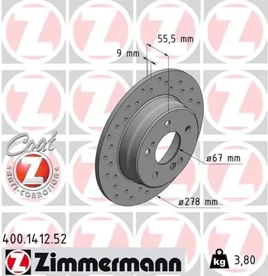 Тормозные диски 400141252 Zimmermann