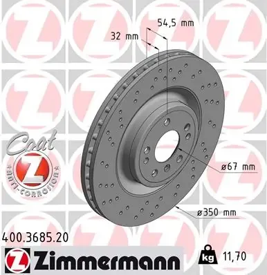 Передние тормозные диски 400368520 Zimmermann