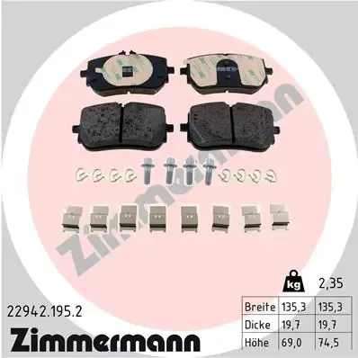 Передние тормозные колодки 229421952 Zimmermann