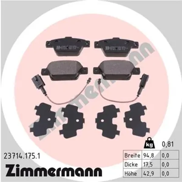 Задние тормозные колодки 237141751 Zimmermann