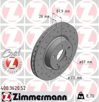 Передние тормозные диски 400362052 Zimmermann