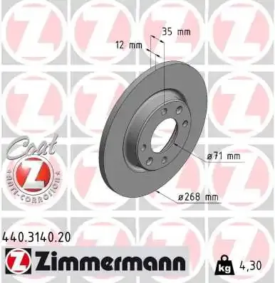 Тормозные диски 440314020 Zimmermann