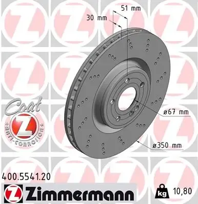 Передние тормозные диски 400554120 Zimmermann