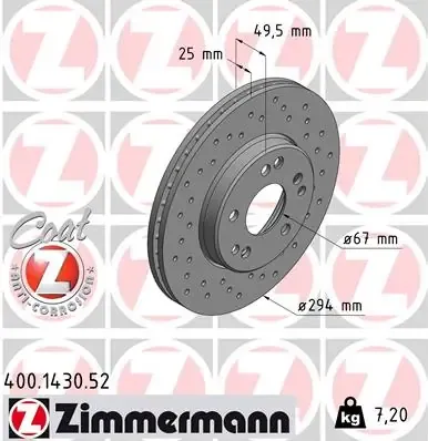 Передние тормозные диски 400143052 Zimmermann