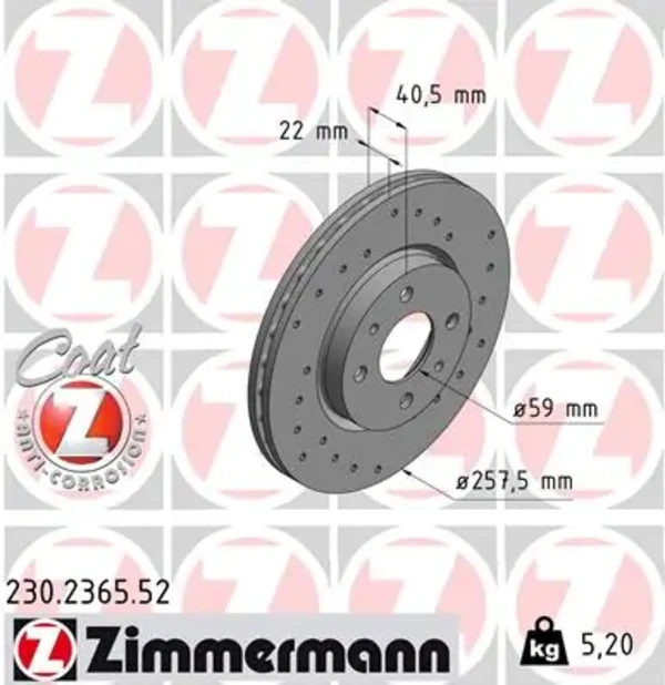 Передние тормозные диски 230236552 Zimmermann