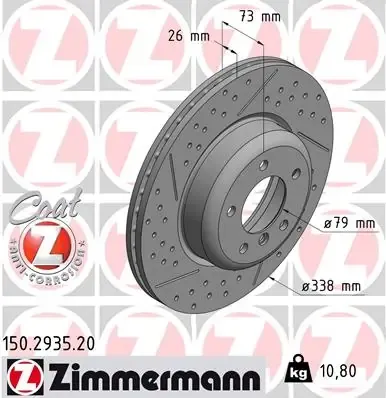 Передние тормозные диски 150293520 Zimmermann