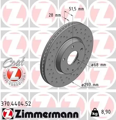 Передние тормозные диски 370440452 Zimmermann