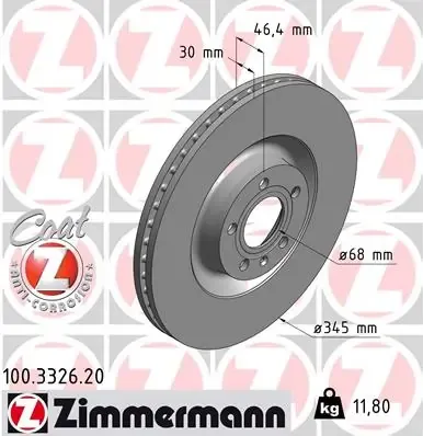 Передние тормозные диски 100332620 Zimmermann
