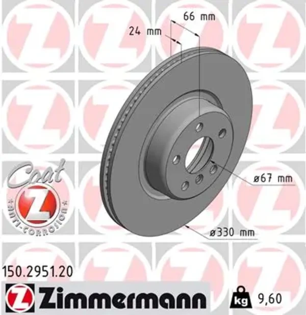Диск тормозной передний ZIMMERMANN 150295120