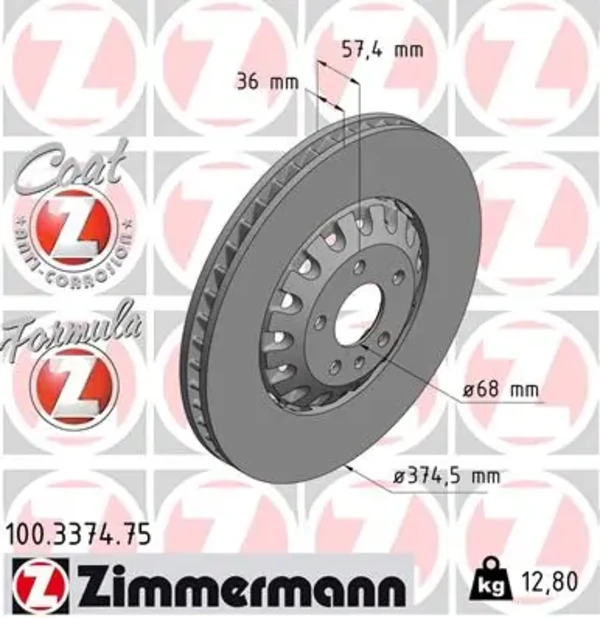Диск тормозной передний ZIMMERMANN 100337475