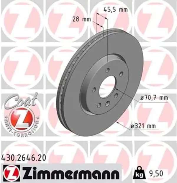 Передние тормозные диски 430264620 Zimmermann