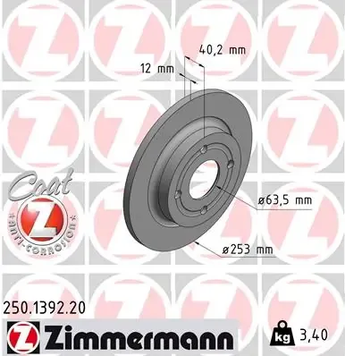 Тормозные диски 250139220 Zimmermann