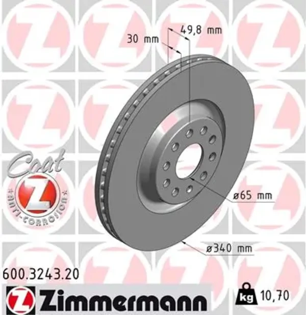 Диск тормозной передний ZIMMERMANN 600324320